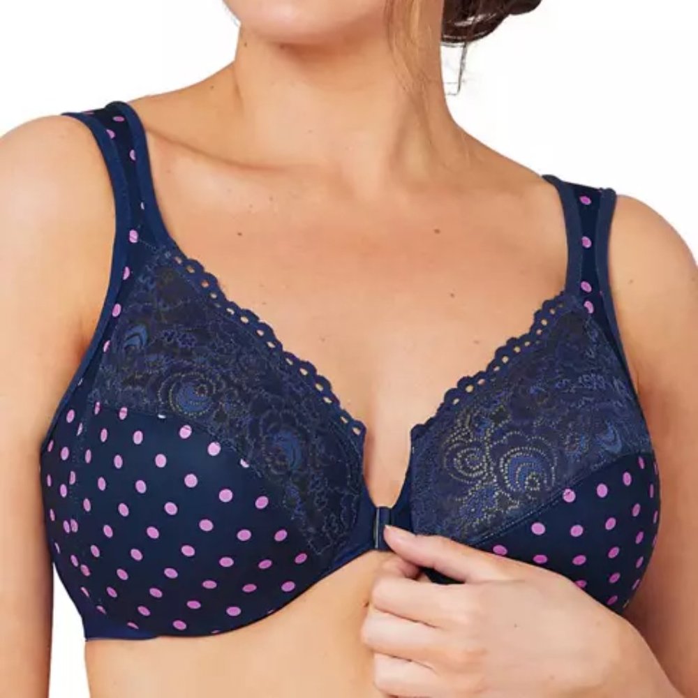 Glamorise Plus Size Full Figure WonderWire Front-Close Bra in Medieval Blue NWOT - Picture 9 of 9